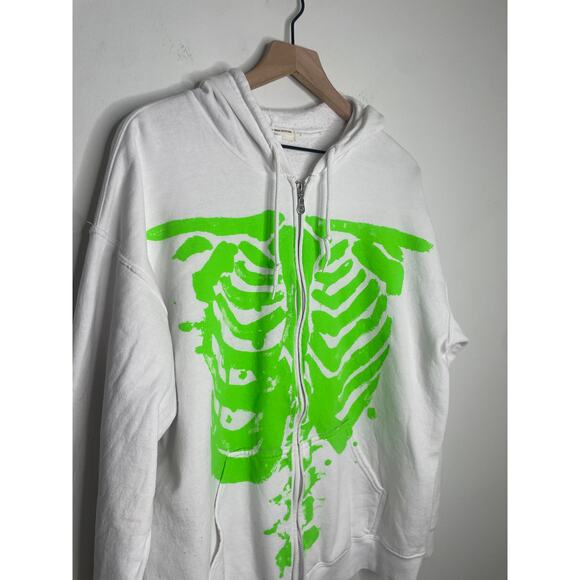 Urban Outfitters Project Social T Skeleton Hoodie Small Medium Zip Up Sweatshirt - Picture 4 of 12